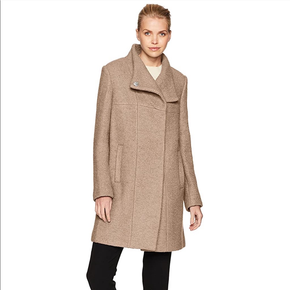 Kenneth Cole Women Pressed Wool-Blend Boucle Coat